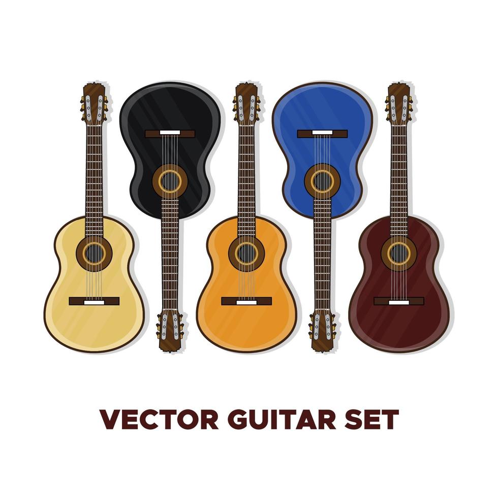 conjunto de guitarras em cores diferentes. ilustração vetorial. vetor