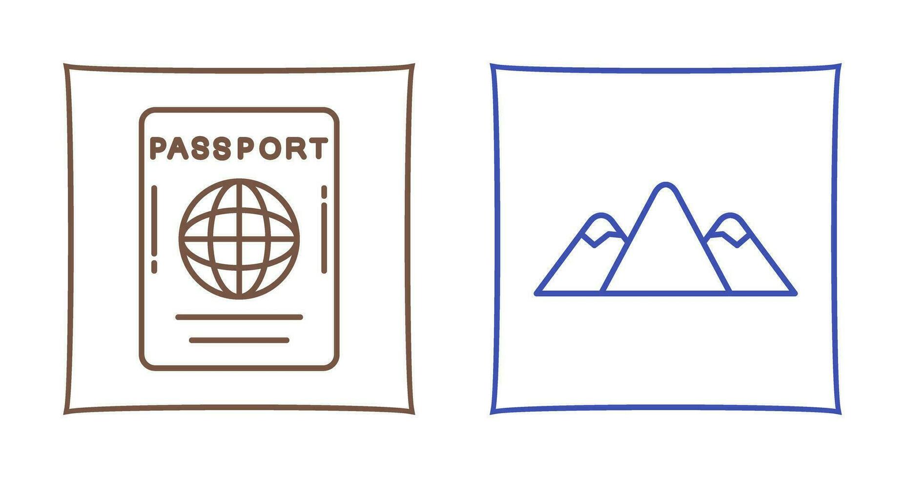 Passaporte e montanha ícone vetor