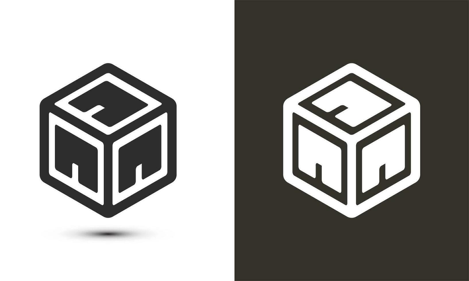 q q q carta logotipo Projeto com branco e Preto fundo dentro ilustrador cubo logotipo, vetor