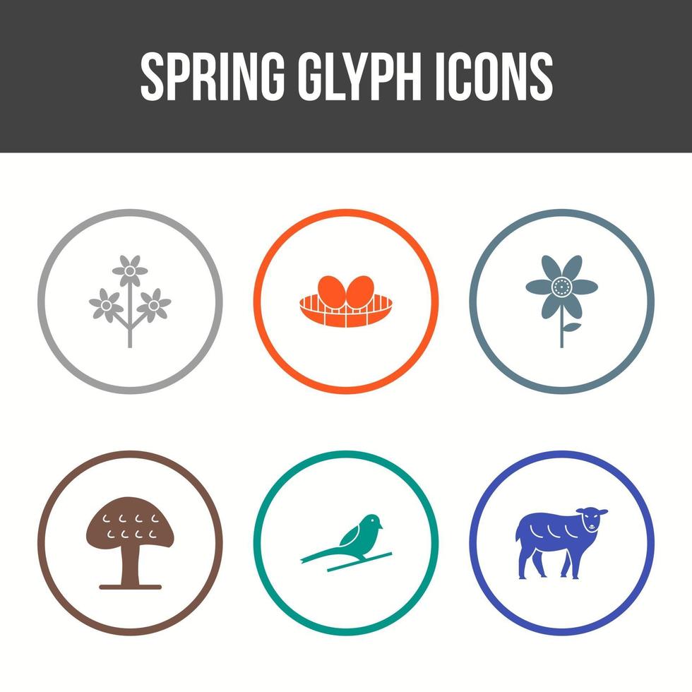 conjunto de ícones de vetor de glifo de primavera
