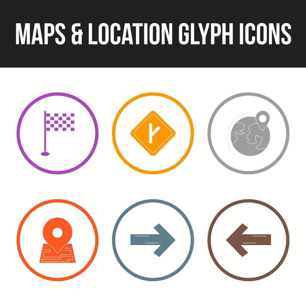 conjunto de belos mapas e ícones de glifo de localização vetor