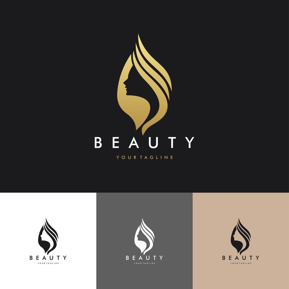 Conjunto de logotipo de salão de beleza de cabelo de luxo ilustração vetorial design gráfico vetor