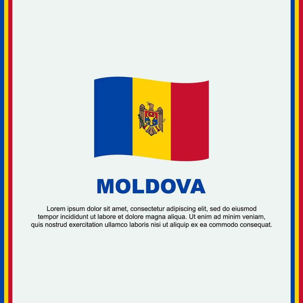 Moldova bandeira fundo Projeto modelo. Moldova independência dia bandeira social meios de comunicação publicar. Moldova desenho animado vetor