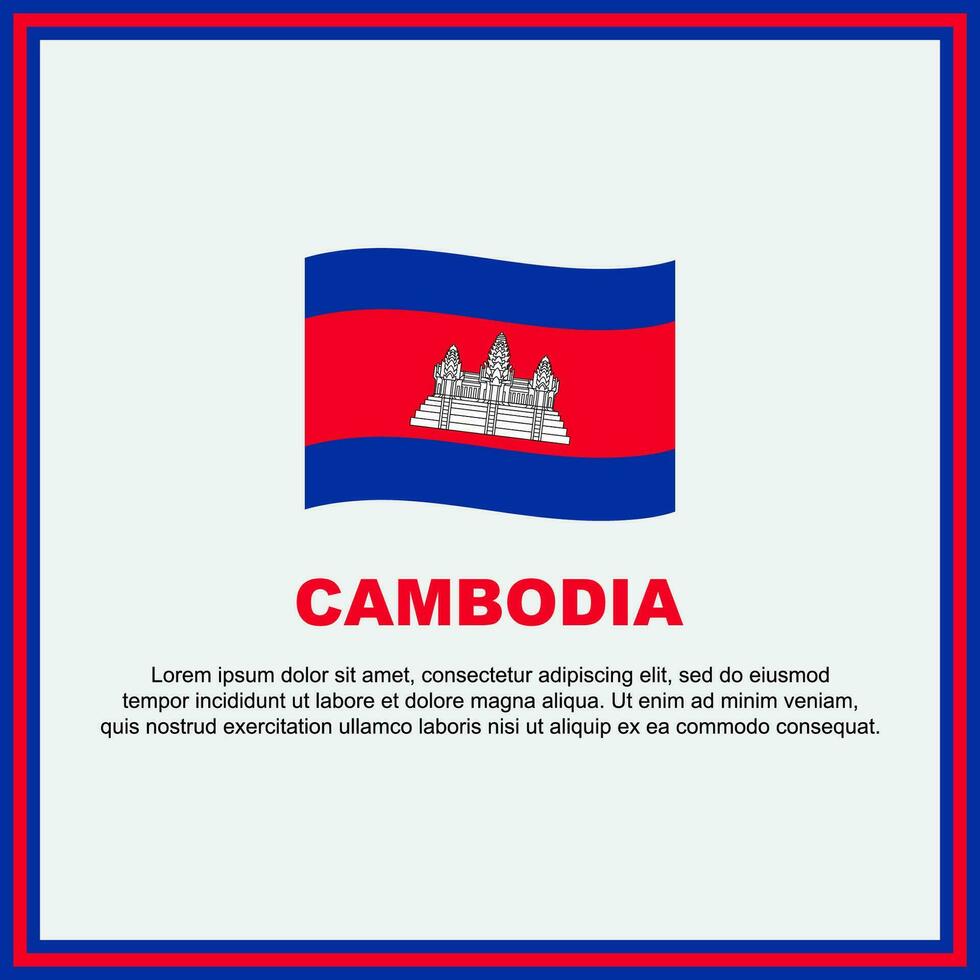 Camboja bandeira fundo Projeto modelo. Camboja independência dia bandeira social meios de comunicação publicar. Camboja bandeira vetor
