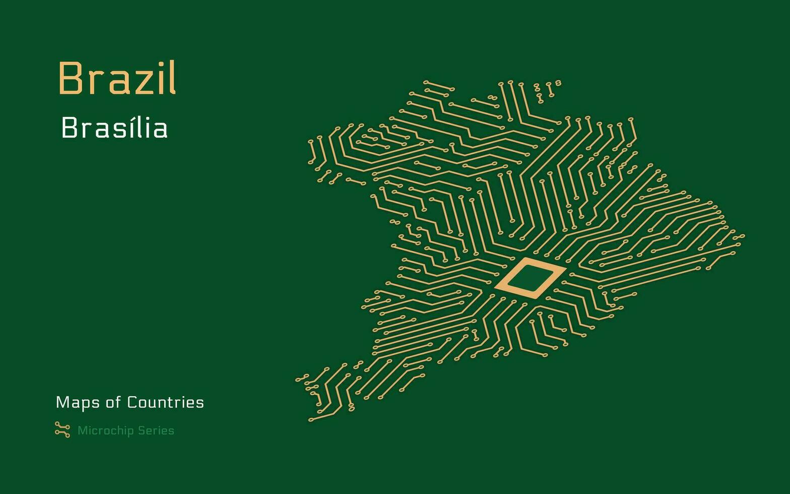 criativo mapa do brasil. político mapa. brasilia. capital. mundo países vetor mapas Series. microchip Series