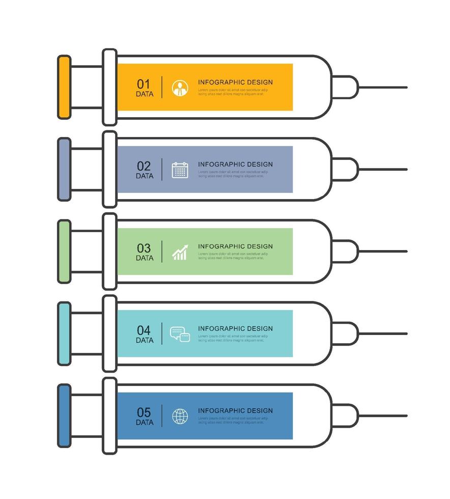 infográfico de seringa abstrata de agulha de vacinação. vetor