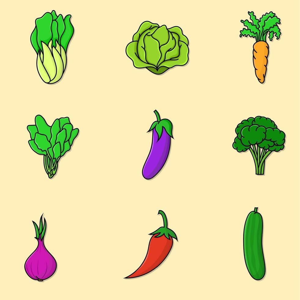 conjunto de vegetais isolados ilustração vetorial design vetor