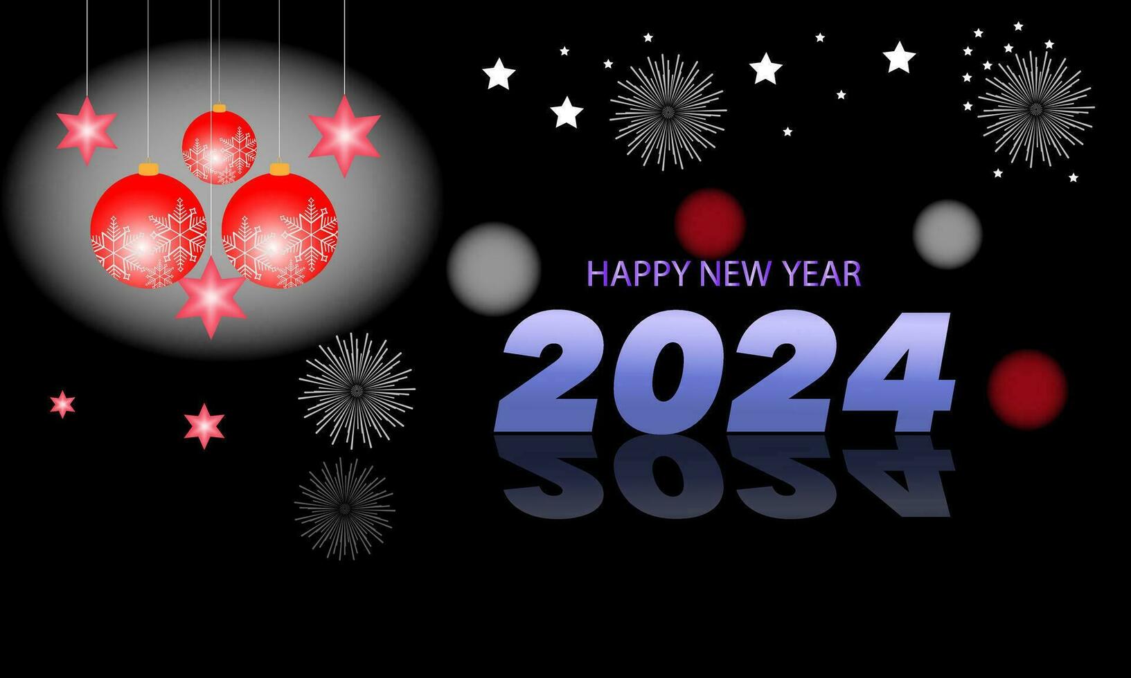 Novo anos véspera 2024 contagem regressiva celebração e festa conceito com fogos de artifício, champanhe, e festivo Diversão. feriado cumprimento cartão, fundo, bandeira, cartão, poster Projeto. vetor