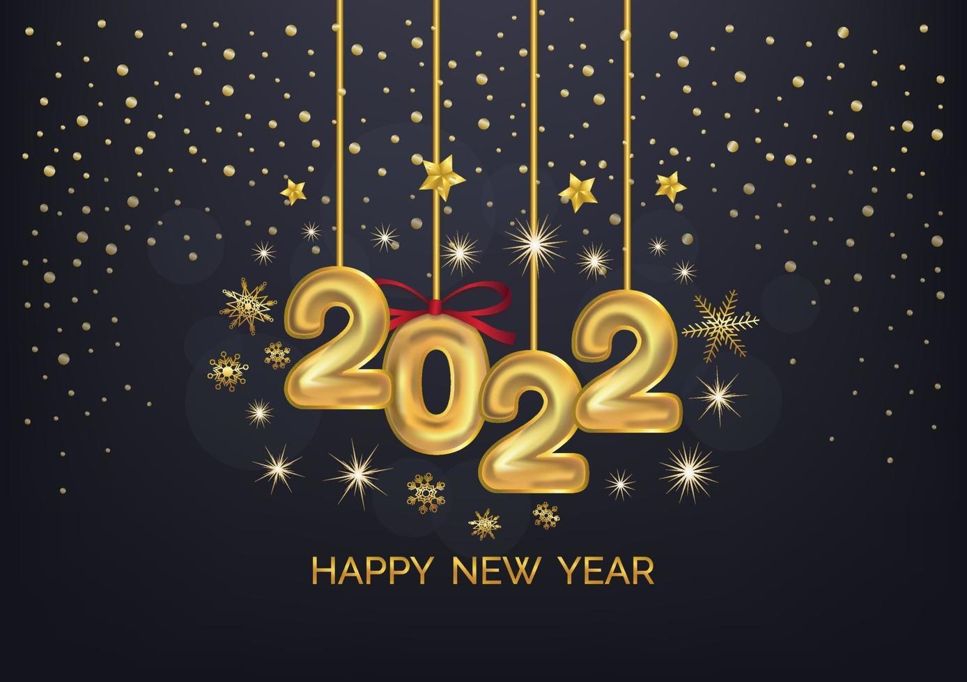 balões de ano novo, texto 2022 vetor