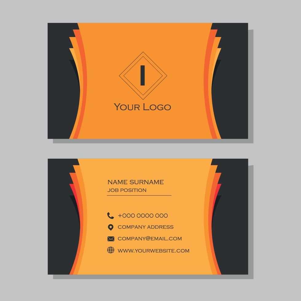 cartão de visita preto com design em tons de laranja vetor