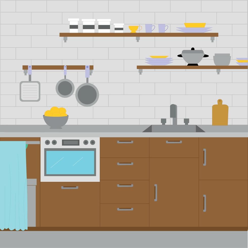 ilustração de cozinha com utensílios vetor