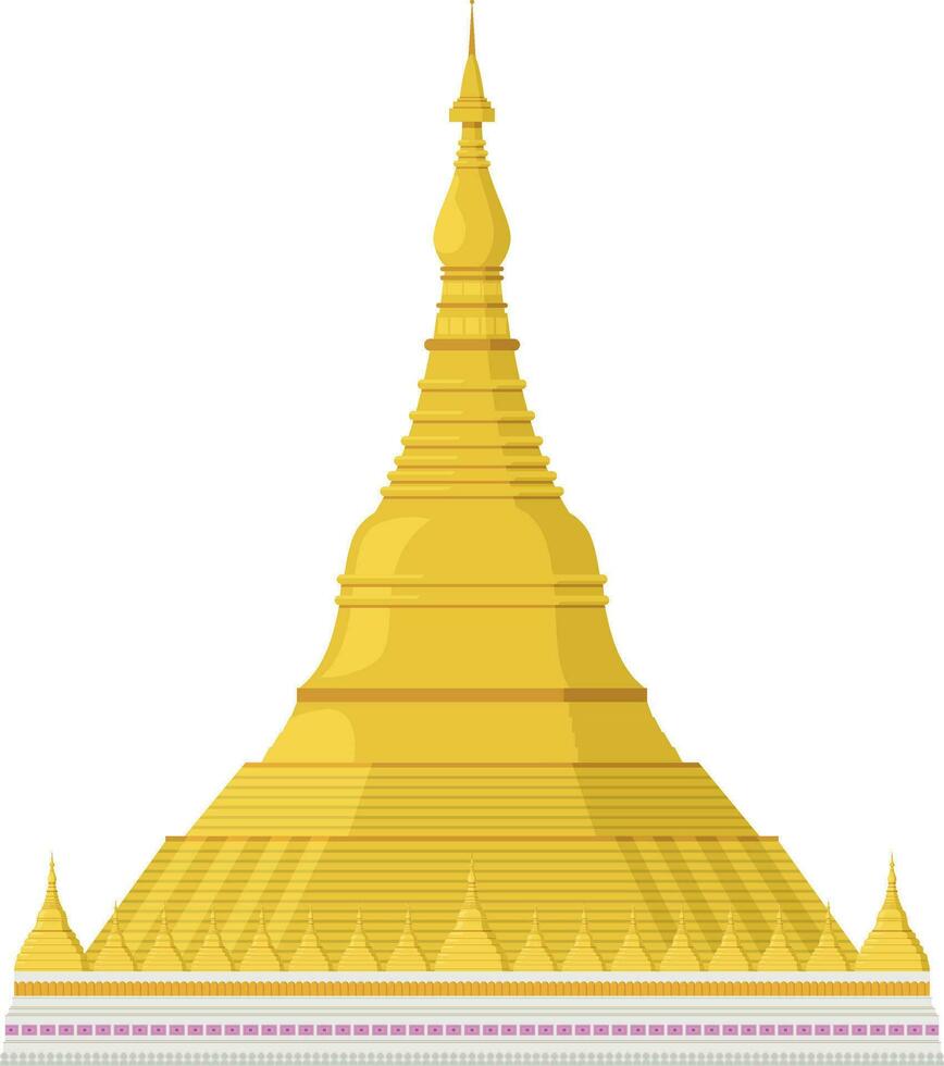 Shwedagon pagode, yangon, antigo Rangun, birmânia. isolado em branco fundo vetor ilustração.