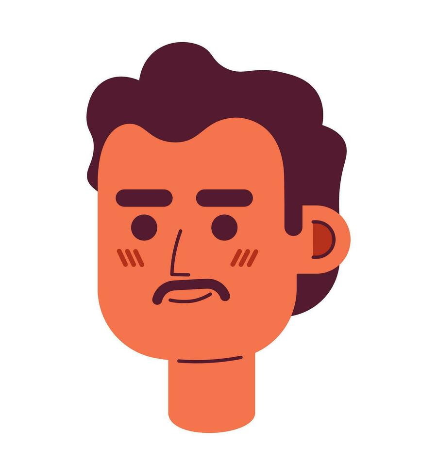 meio adulto mexicano homem 2d vetor avatar ilustração. bigode masculino latim americano desenho animado personagem face retrato. bigode sorridente plano cor do utilizador perfil imagem isolado em branco fundo