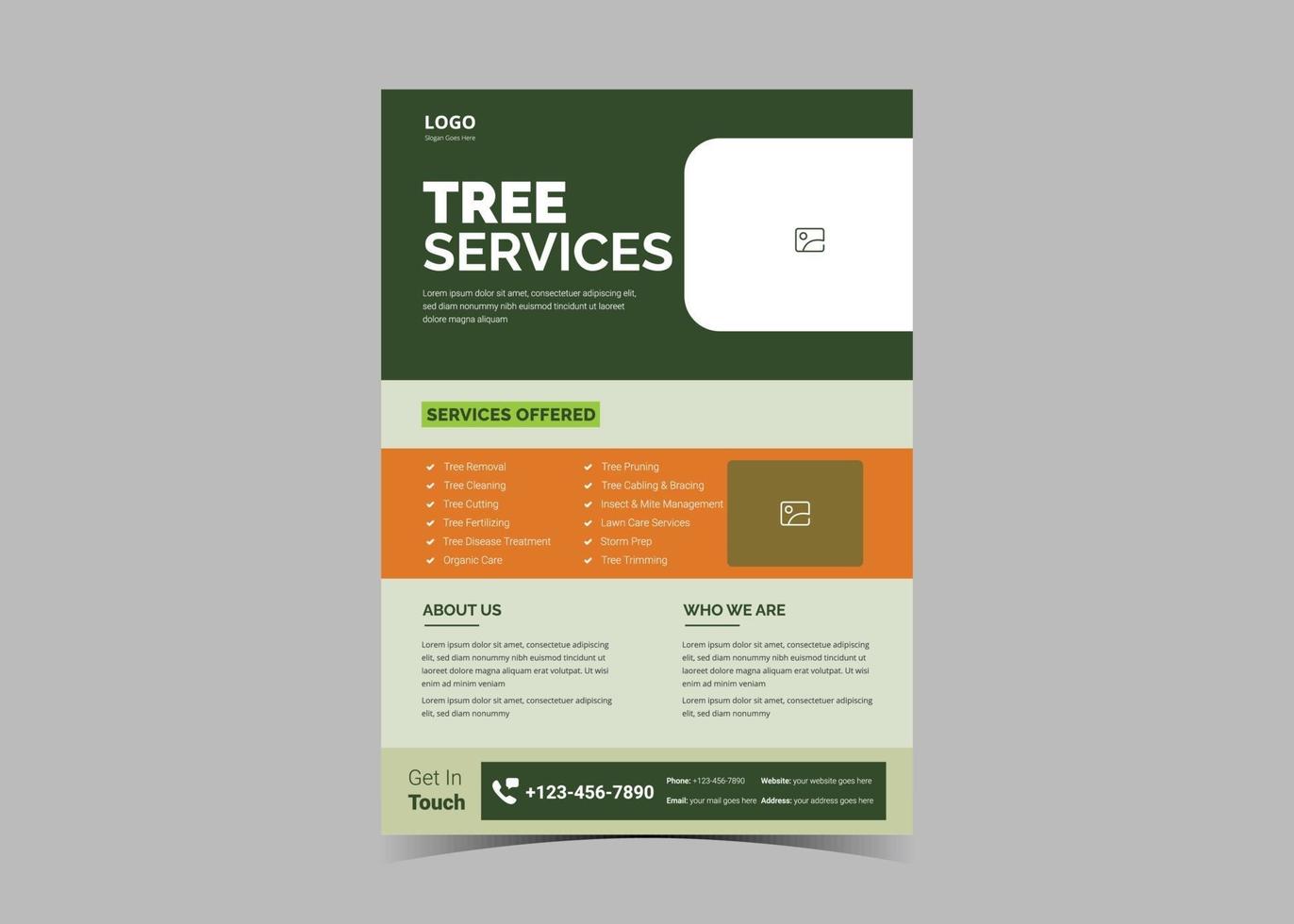 modelo de design de panfleto de serviço de árvore vetor