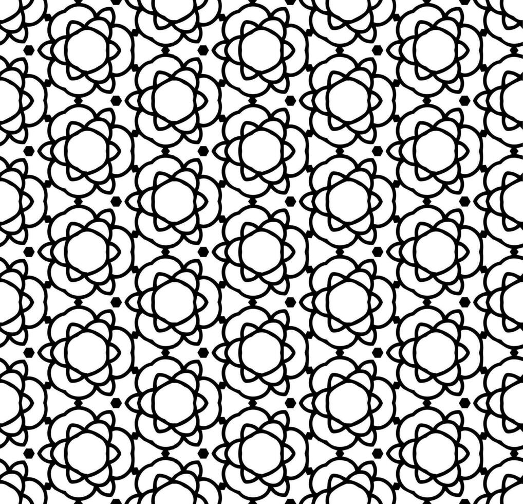 padrão abstrato sem costura preto e branco. fundo e pano de fundo. projeto ornamental em tons de cinza. ornamentos em mosaico. ilustração gráfica vetorial. vetor