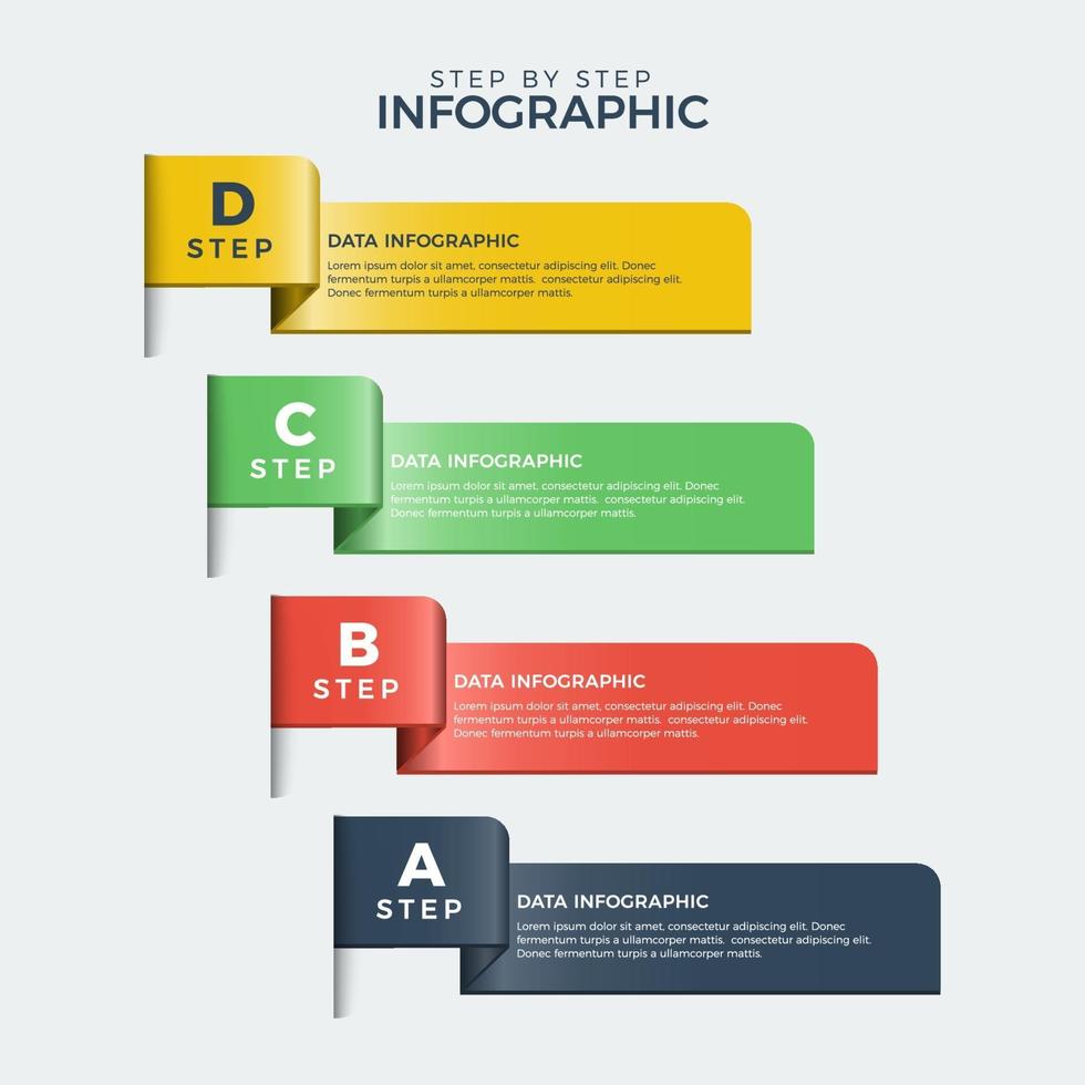 infográfico passo a passo colorido metálico vetor