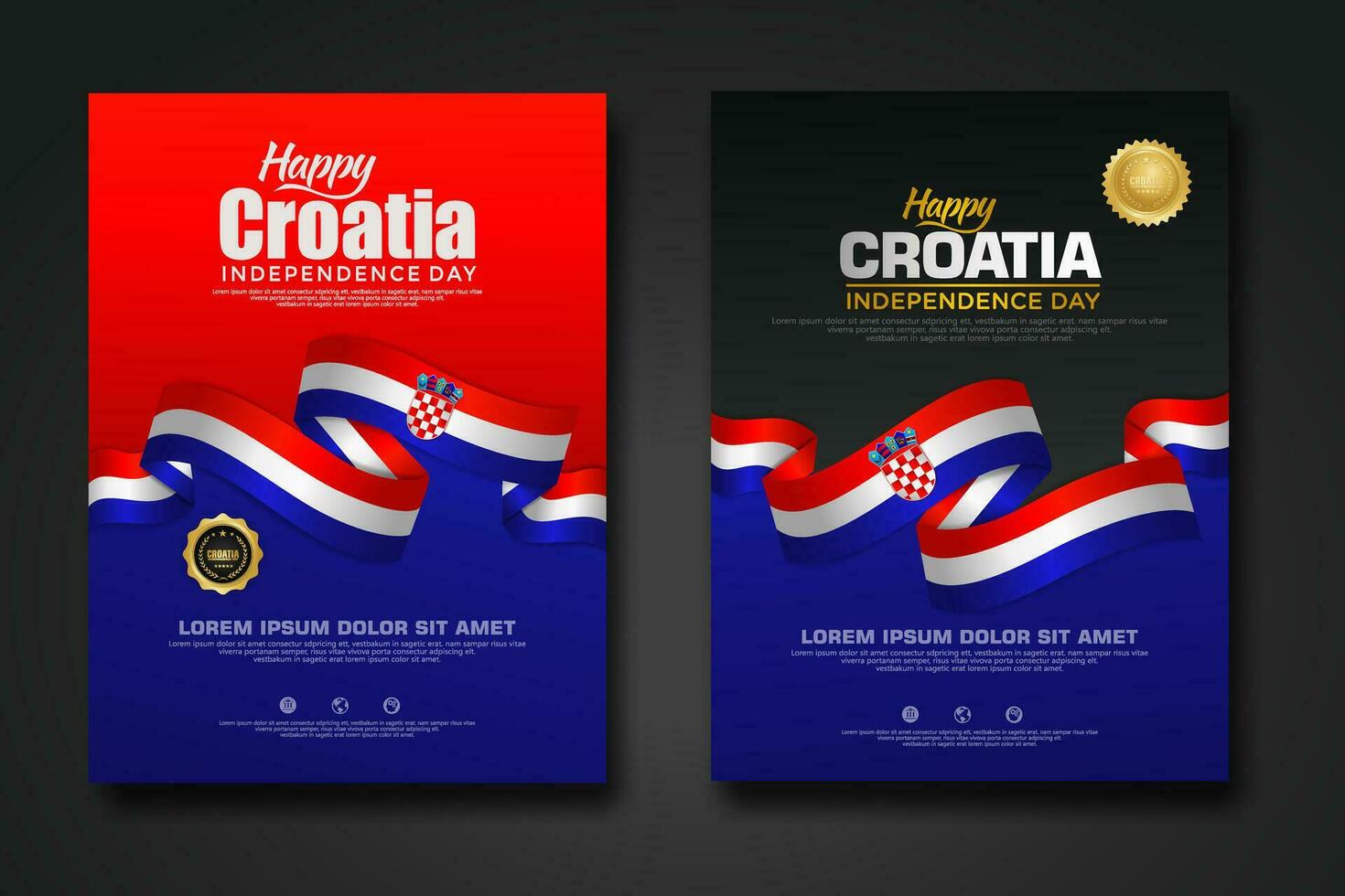 conjunto poster Projeto Croácia feliz independência dia fundo modelo vetor