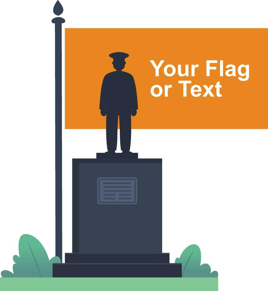 soldados memorial lápide com uma bandeira e editável Texto:% s vetor ilustração, soldados memorial estátua com uma bandeira estoque vetor imagem