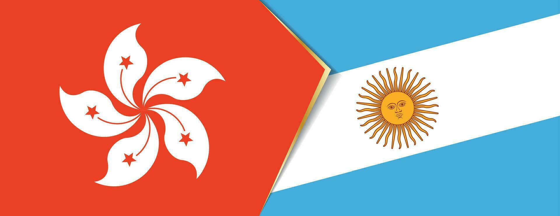 hong kong e Argentina bandeiras, dois vetor bandeiras.