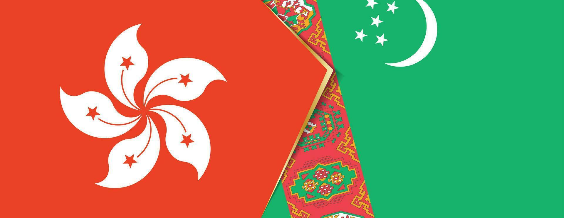 hong kong e Turquemenistão bandeiras, dois vetor bandeiras.