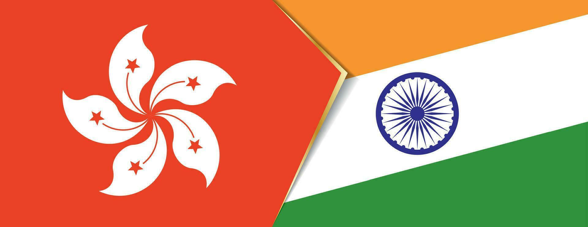 hong kong e Índia bandeiras, dois vetor bandeiras.