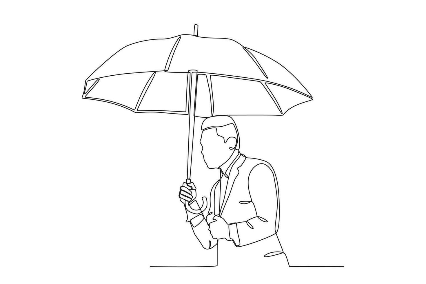uma homem vestindo a guarda-chuva vetor