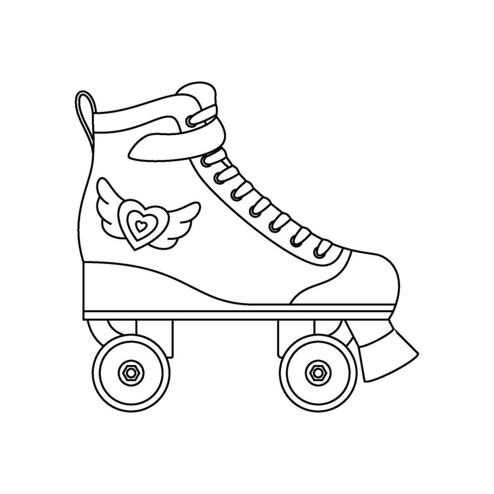 rolo derby patins ícone linha símbolo. retro quad rolo patim isolado em branco fundo. anos 80 e anos 90 esporte atividade ilustração. Projeto para diagrama, rede, logotipo, aplicativo, rótulo, carimbo vetor