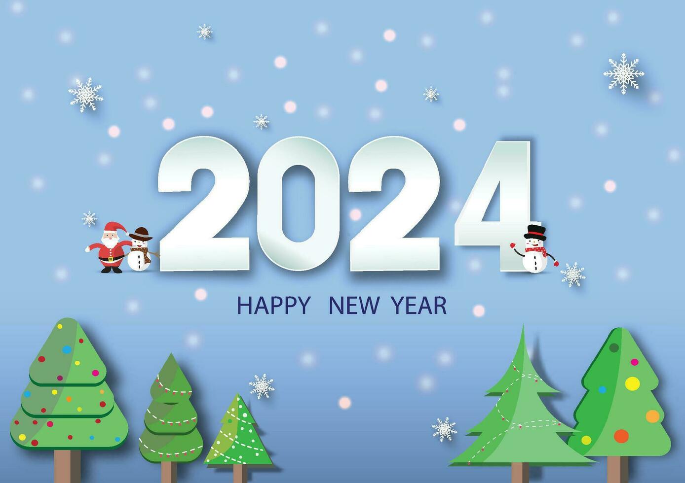 2024 feliz Novo ano.papel cortar 2024 palavra para Novo ano festival.card,feliz,vetor conceito luxo desenhos e Novo ano celebração. vetor