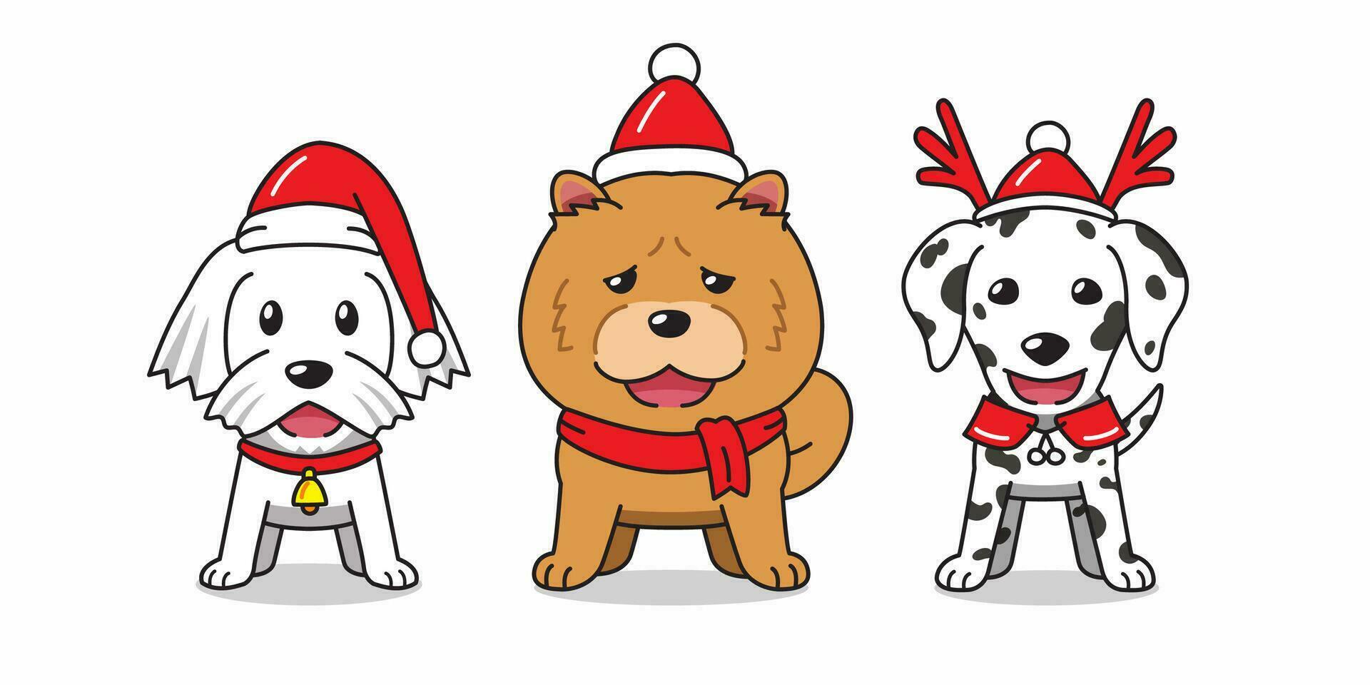 desenho animado personagem fofa cachorros Natal fantasias vetor