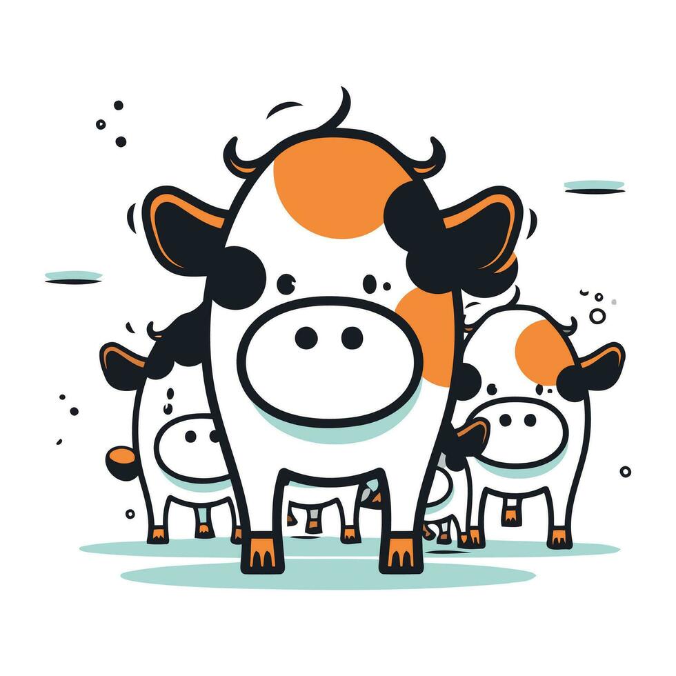 fofa desenho animado vaca e pequeno vacas. vetor ilustração para seu Projeto