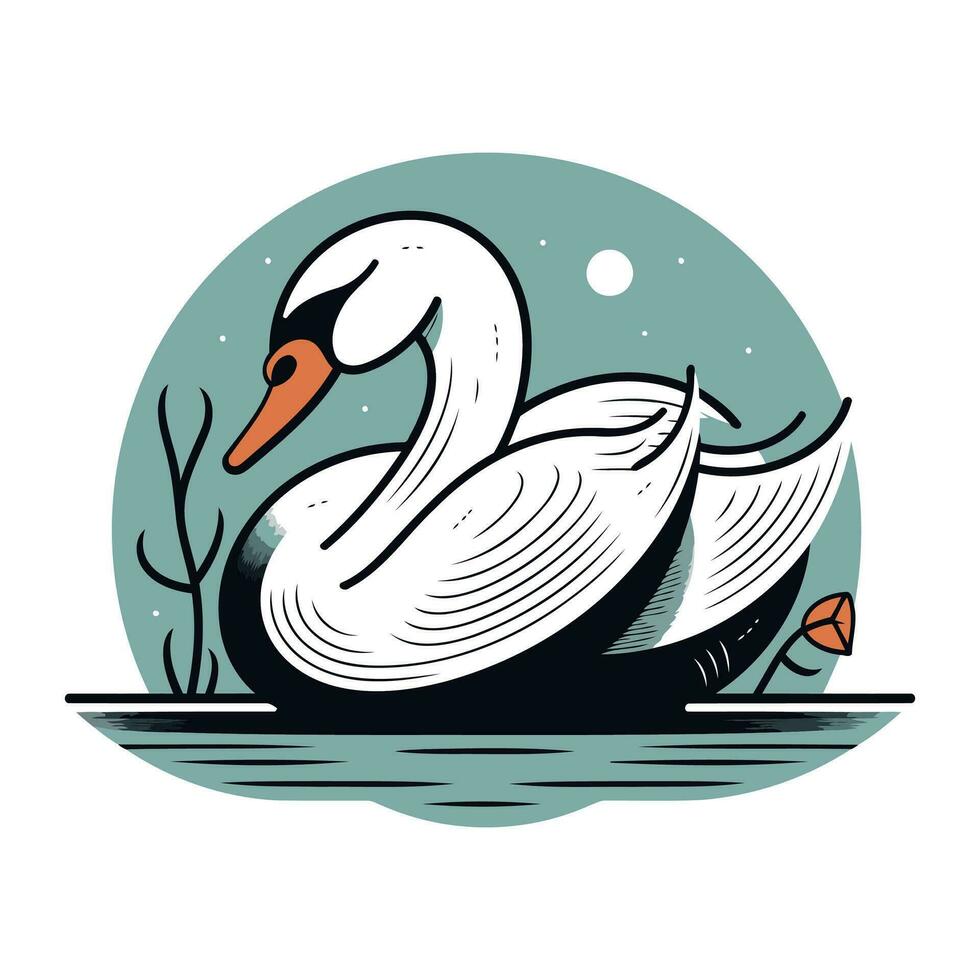 cisne em a lago. vetor ilustração dentro uma plano estilo.