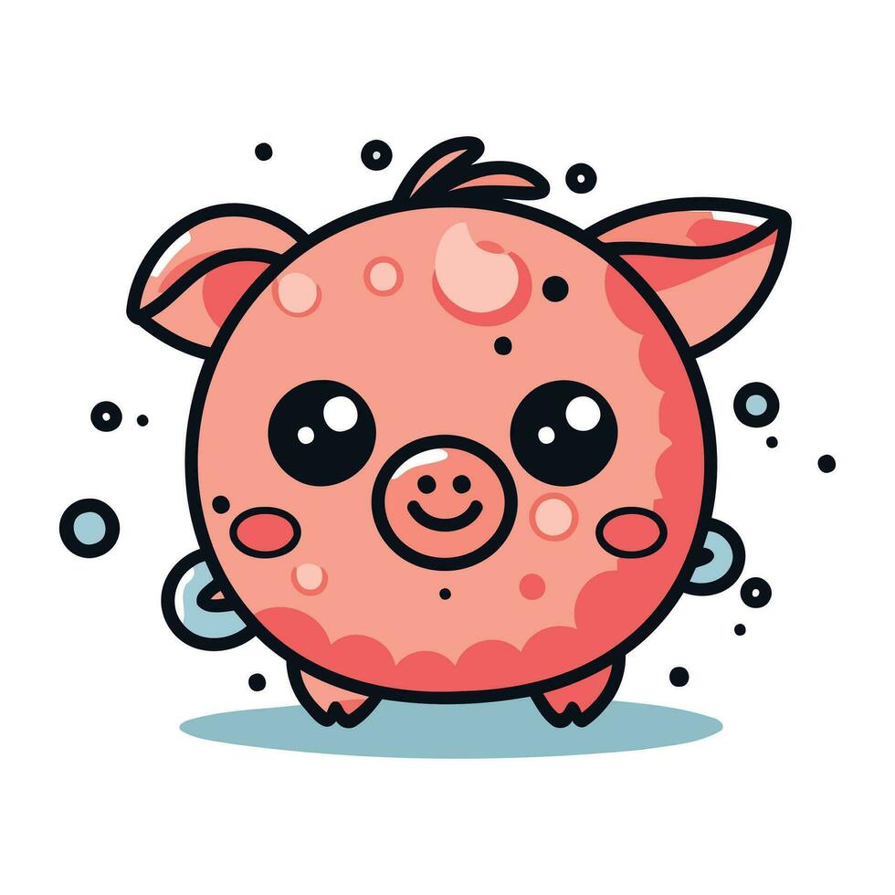 fofa porquinho desenho animado vetor ilustração. fofa porco personagem.