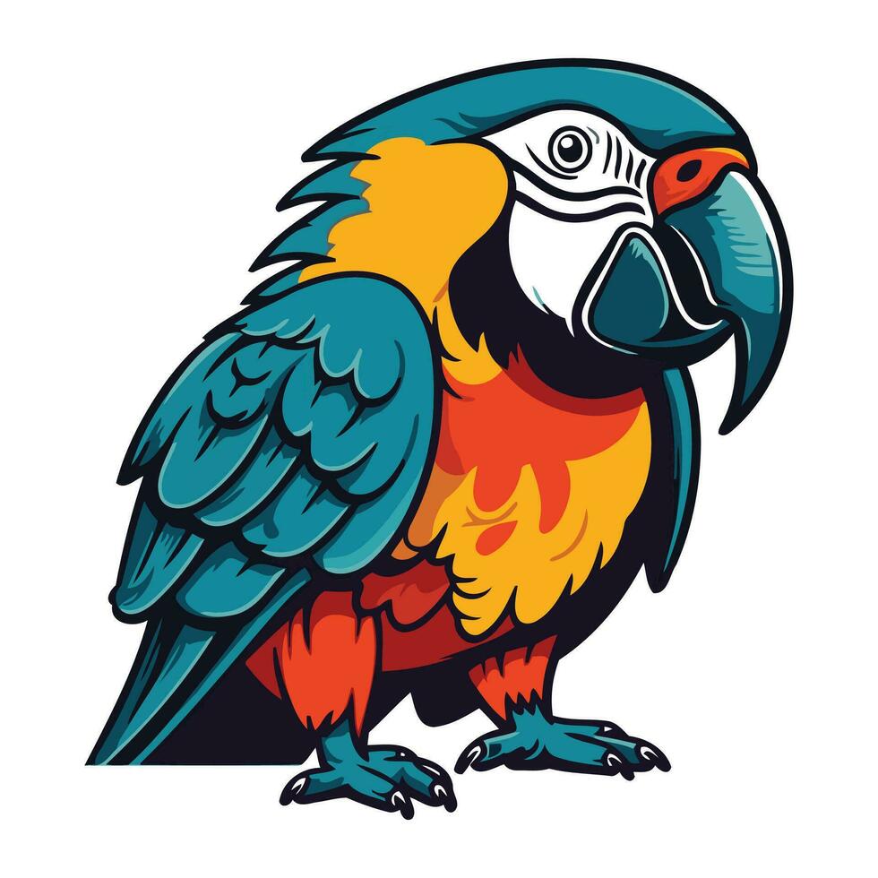 colorida arara papagaio isolado em branco fundo. vetor ilustração.