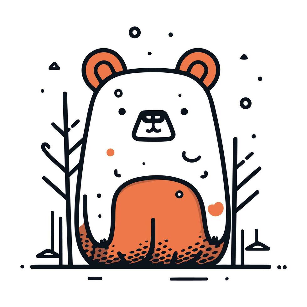 fofa desenho animado Urso sentado dentro a floresta. vetor ilustração dentro plano estilo.