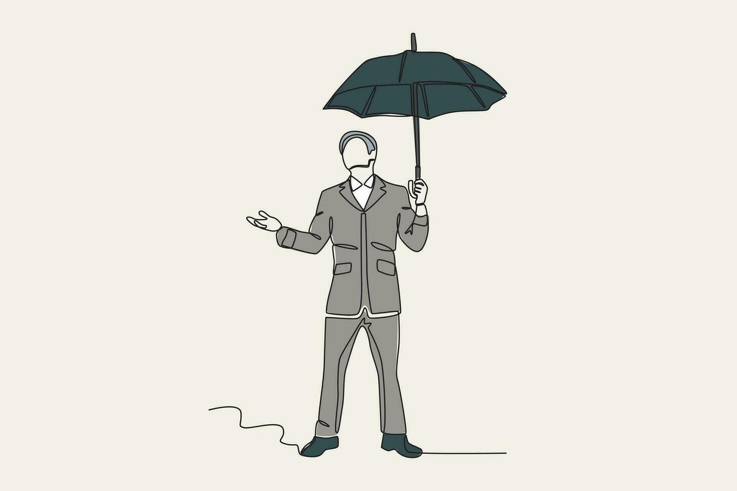 cor ilustração do uma homem vestindo a guarda-chuva vetor