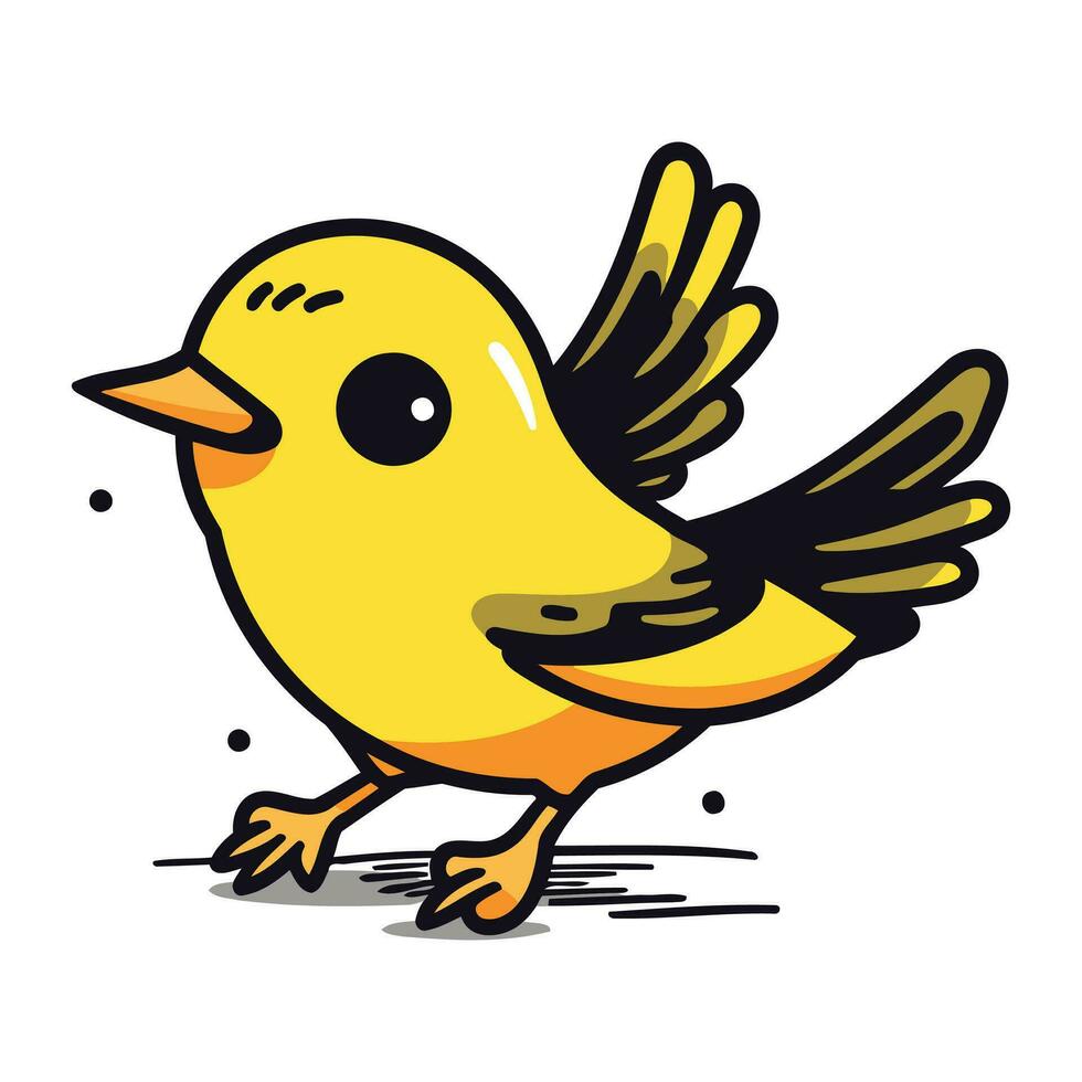 fofa pequeno amarelo pássaro. vetor ilustração. isolado em branco fundo.