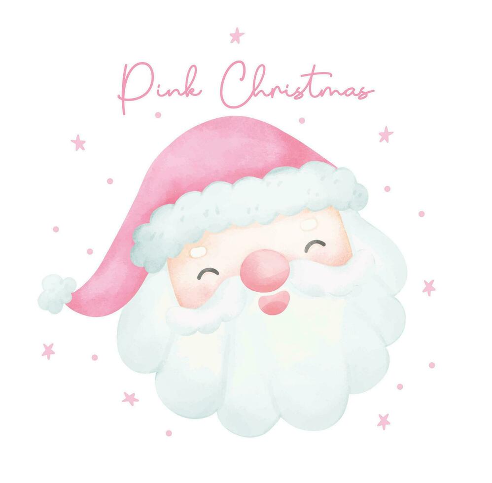 fofa Rosa Natal santa claus face aguarela desenho animado personagem mão pintura vetor