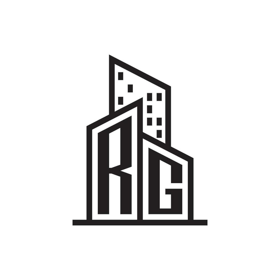 rg real Estado logotipo com construção estilo , real Estado logotipo estoque vetor