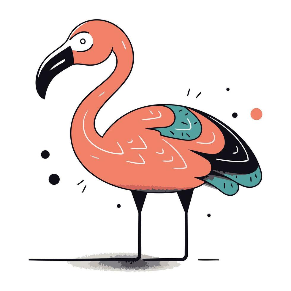 flamingo vetor ilustração. mão desenhado rabisco estilo.