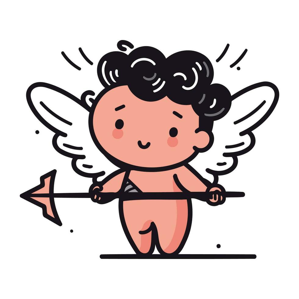 cupido com arco e seta. vetor ilustração dentro desenho animado estilo.