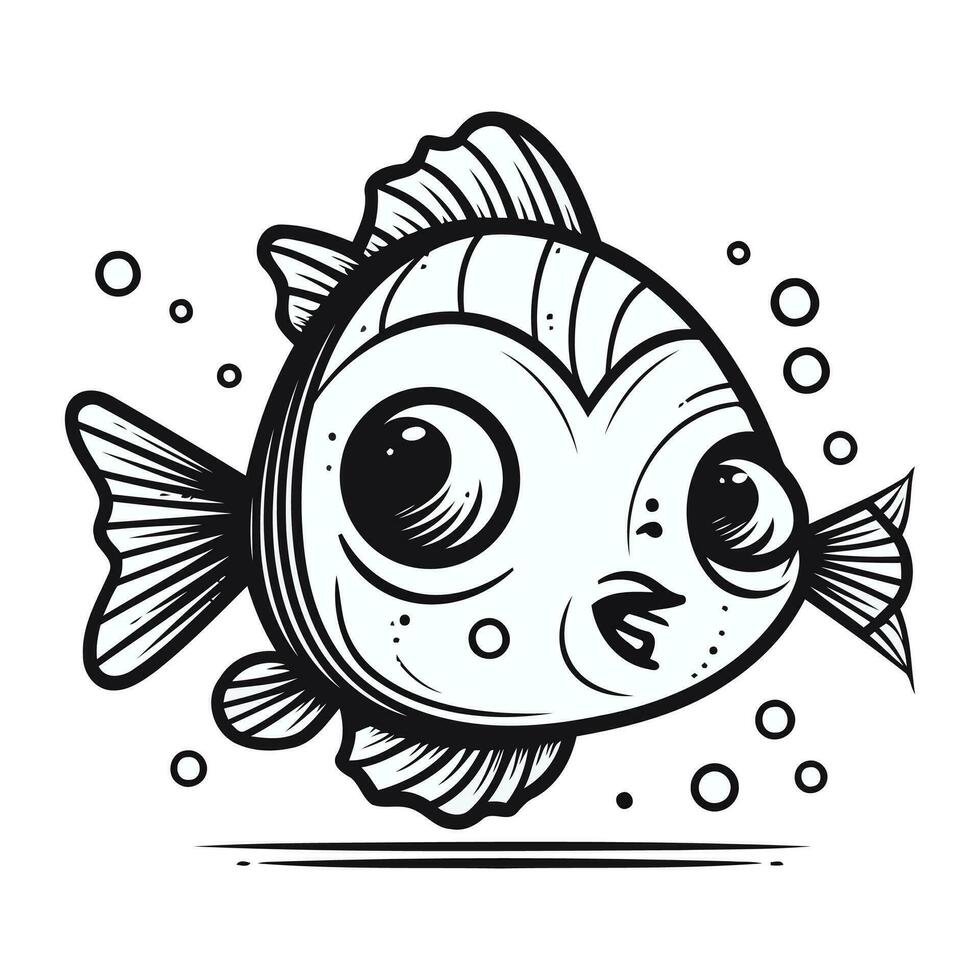 fofa desenho animado peixe. vetor ilustração isolado em uma branco fundo.