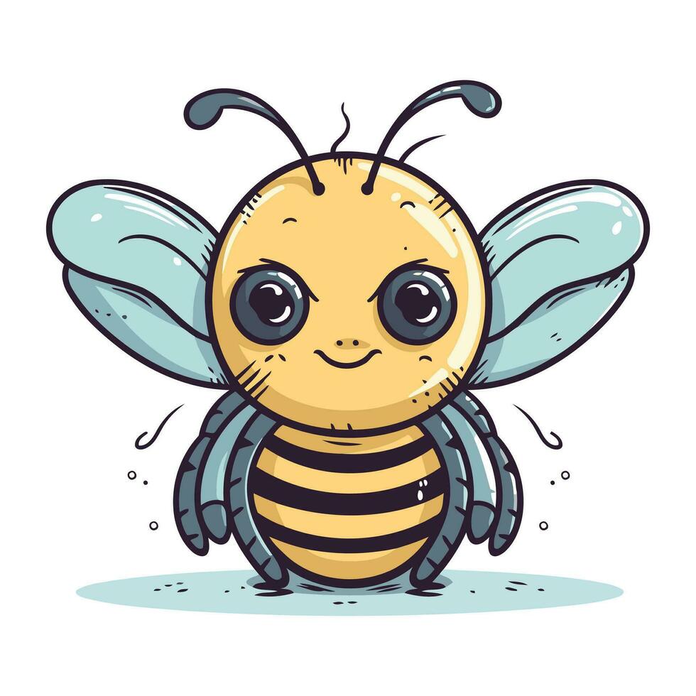 fofa desenho animado abelha. vetor ilustração. isolado em branco fundo.