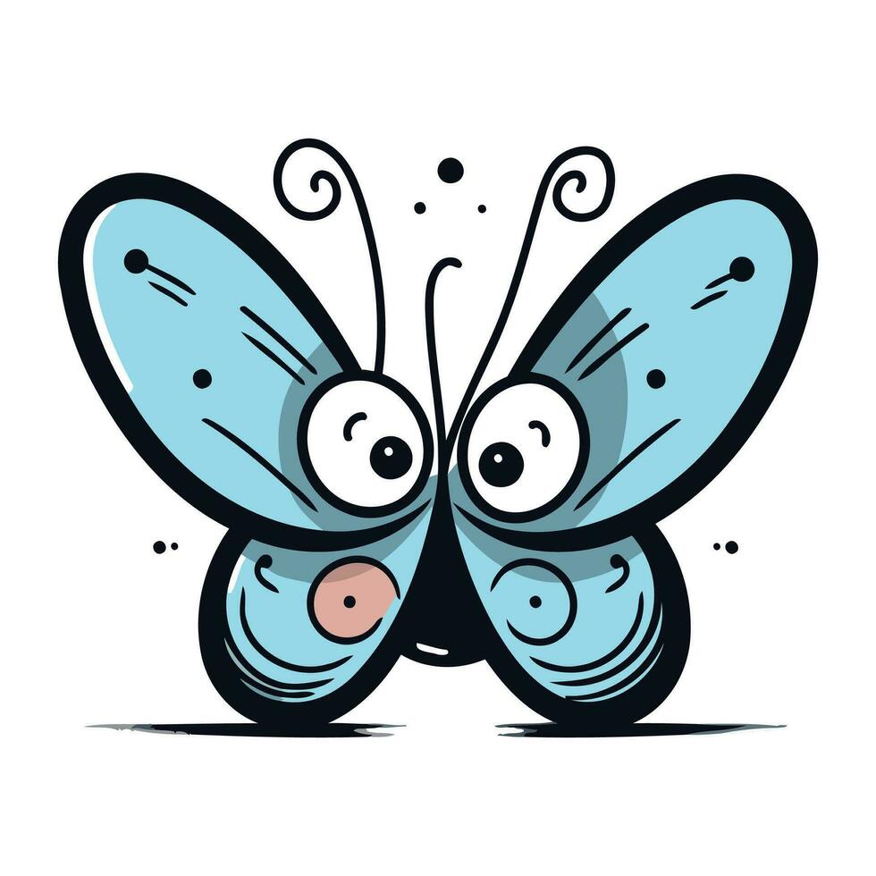 borboleta com olhos e asas dentro desenho animado estilo. vetor ilustração.