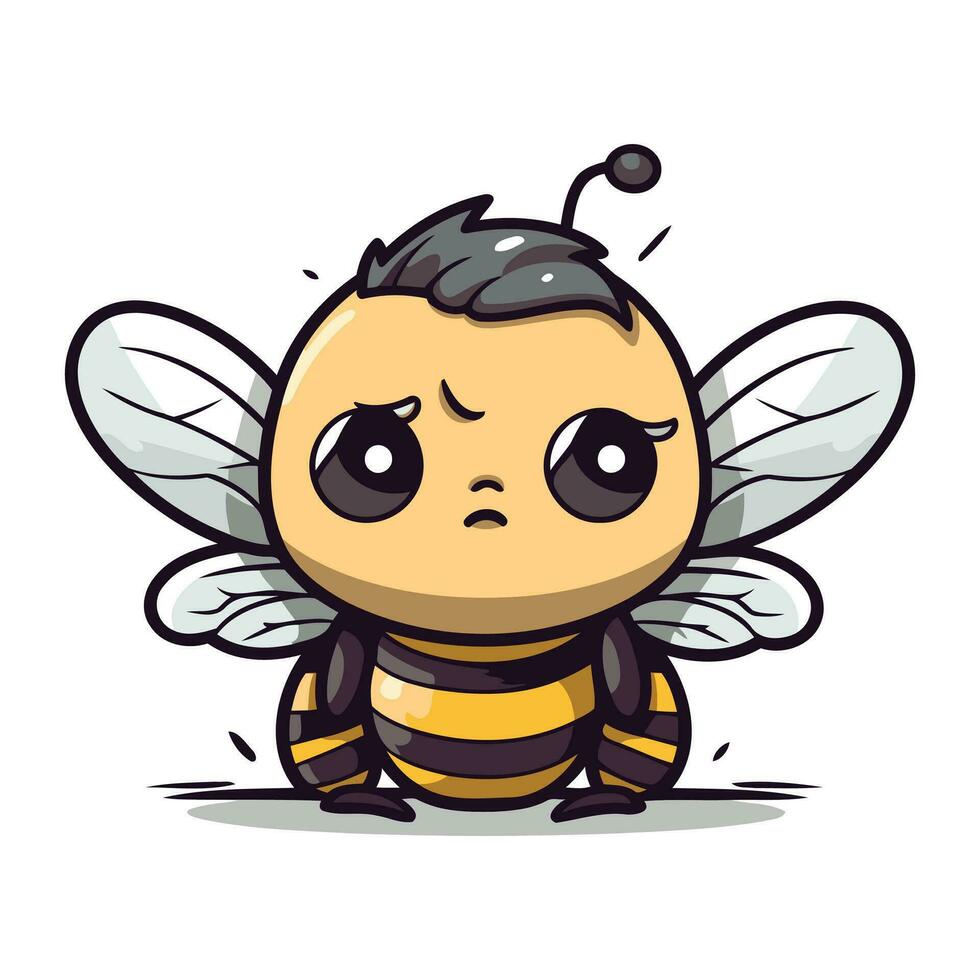fofa pequeno abelha desenho animado vetor ilustração. fofa inseto personagem.