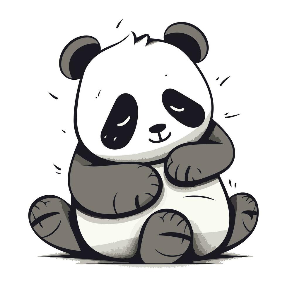 panda Urso sentado em uma branco fundo. vetor ilustração do uma panda urso.