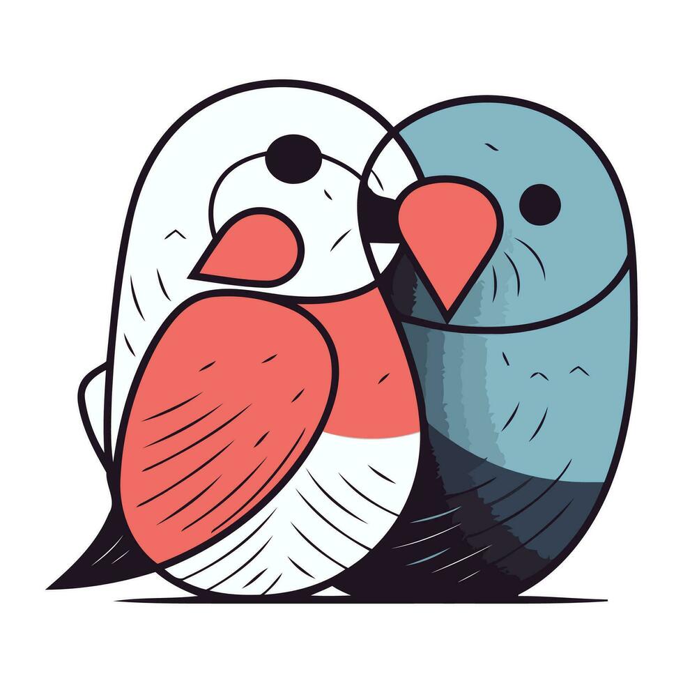 fofa casal do pássaros dentro amar. vetor ilustração em branco fundo.