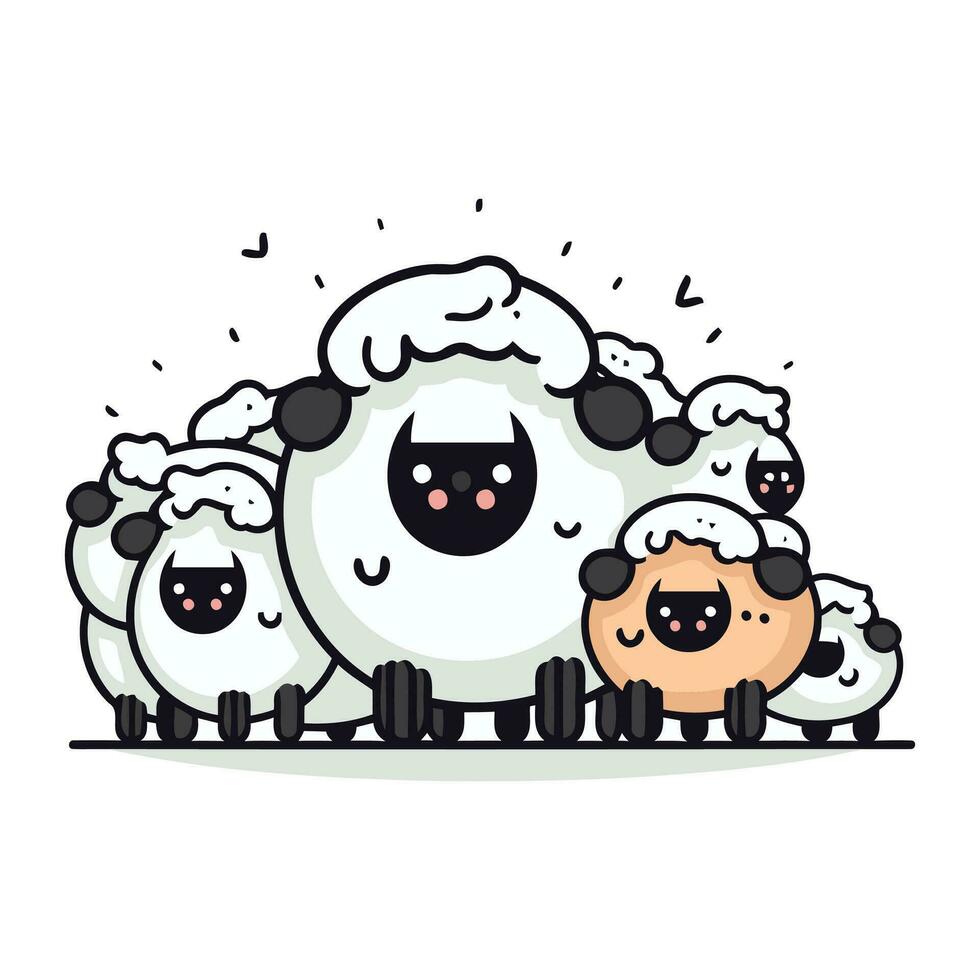 fofa ovelhas família. fofa desenho animado ovelha personagens. vetor ilustração.