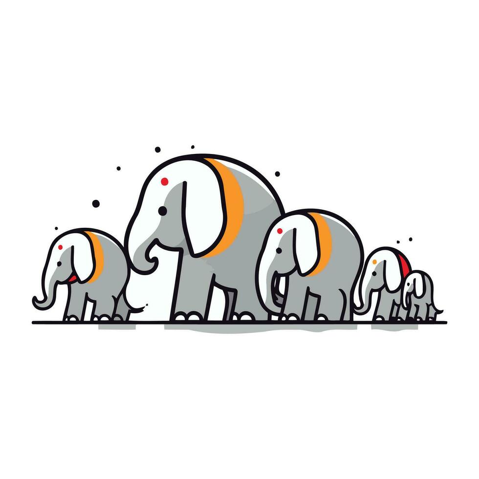 elefante família. vetor ilustração do desenho animado elefante família em branco fundo.