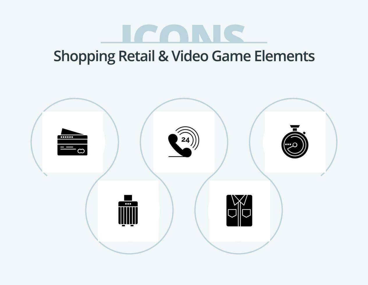 compras varejo e vídeo jogos elementos glifo ícone pacote 5 ícone Projeto. navegação. navegar. cartão. toque. Telefone vetor