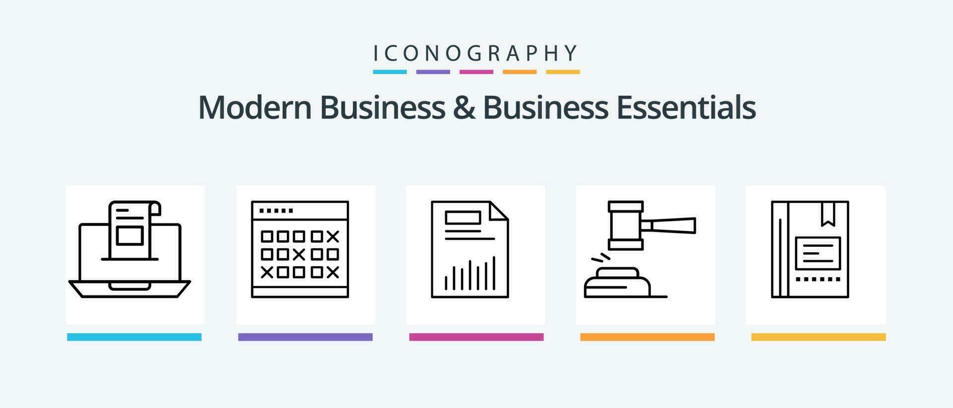 moderno o negócio e o negócio Essenciais linha 5 ícone pacote Incluindo documento. arquivo. comunicação. pasta. correspondência. criativo ícones Projeto vetor